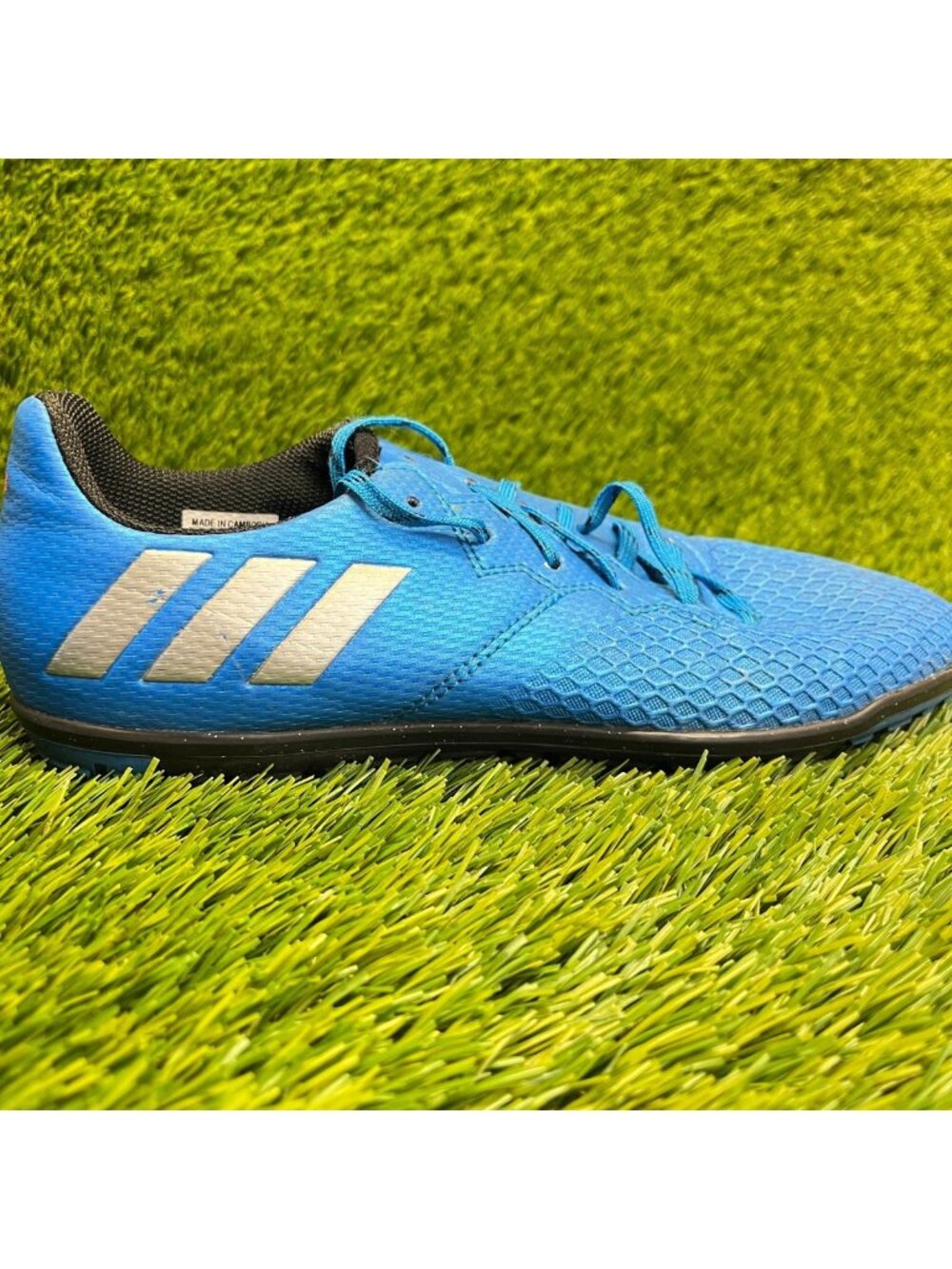 Adidas Messi 16.3 TF Boys‎ Size 5.5Y Blue Black Athletic Running Soccer Shoes